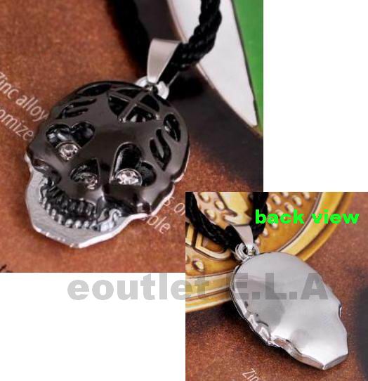 42mm CZ SKULL STAINLESS STEEL NECKLACE